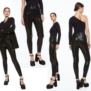 H&m black sequin sparkly stretchy leggings Sz XS